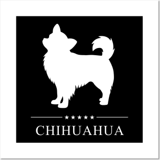 Longhaired Chihuahua Dog White Silhouette Posters and Art